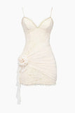 Sexy Lace Suspender Ivory V-Neck Bodycon Short Prom Dress Party Dress HZ1024