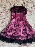 Vintage Spaghetti Strap Pink Lace Short Party Dress Homecoming Dress HZ1024
