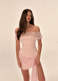Bodycon Off Shoulder Sleeveless Mini Pink Party Dress Homecoming Dress HZ1024