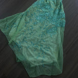 Vintage Green V-neck Straps Sleeveless Sequined Lace Irregular Skirt Prom Dress Evening Dress HZ1024