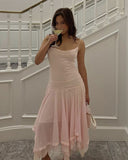 Simple Pink Strapless Sleeveless A-Line Chiffon Length Ankle Party Dress Homecoming Dress HZ1024