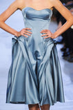 Elegant Sweetheart Neck Strapless Satin A-Length Knee-Length Formal Prom Dress Evening Gown HZ1024