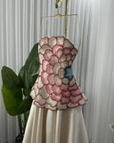 Elegant A-Line Strapless Beaded Satin Long Formal Prom Dress Evening Gown HZ1024