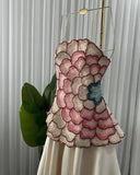 Elegant A-Line Strapless Beaded Satin Long Formal Prom Dress Evening Gown HZ1024