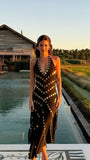Elegant Black Halter Neck Sequined Backless Chiffon Long Prom Dress Evening Dress HZ1024