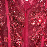 Sexy Burgundy Strapless V-Neck Mermaid Sequined Ball Gown Evening Dress HZ1024