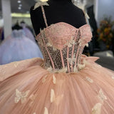 Sweet Pink Bow Tulle Butterfly A-Line Tutu Prom Dress Evening Gown HZ1024