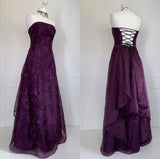 Retro Purple Strapless Floral A-Line Prom Dress Evening Gown HZ1024
