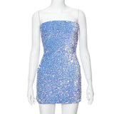 Shiny Blue Off Shoulder Sequin Bodycon Mermaid Mini Party Dress Homecoming Dress HZ1024
