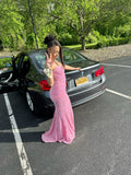 Sweetheart Pink Off Shoulder Mermaid Floor-length Prom Dress Evening Dress HZ1024