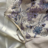 Vintage Strapless Sleeveless Beaded Chiffon Prom Dress Evening Dress HZ1024