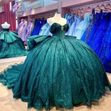 Gorgeous Green A-line Tutu Off-shoulder Strap Train Prom Dress Princess Dress HZ1024