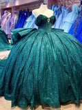 Gorgeous Green A-line Tutu Off-shoulder Strap Train Prom Dress Princess Dress HZ1024