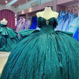Gorgeous Green A-line Tutu Off-shoulder Strap Train Prom Dress Princess Dress HZ1024