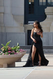 Sexy Black Sleeveless Slit Floor-Mounting Prom Dress Evening Dress HZ1024