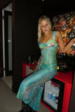 Chic Mermaid Print Sleeveless Long Prom Dress Evening Dress HZ1024