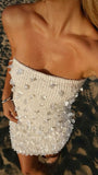 Chic White Sequin Sleeveless Mermaid Mini Party Dress Homecoming Dress HZ1024