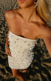Chic White Sequin Sleeveless Mermaid Mini Party Dress Homecoming Dress HZ1024
