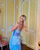 Elegant A-Line Strapless Beaded Chiffon Long Prom Dress Evening Gown HZ1024