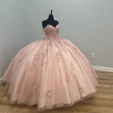 Sweet Pink Princess Dress A-line Off-shoulder Tulle Formal Prom Dress HZ1024