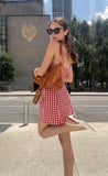 Cute Red Strap Plaid A-Line Mini Party Dress Homecoming Dress HZ1024