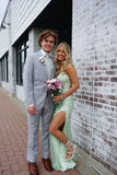 Beautiful Green Strap V-Neck Mermaid Long Prom Dress Bridesmaid Dress HZ1024