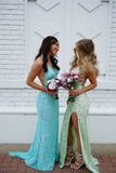 Beautiful Green Strap V-Neck Mermaid Long Prom Dress Bridesmaid Dress HZ1024