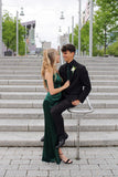 Chic Green Satin Strapless Slit Long Prom Dress Bridesmaid Dress HZ1024