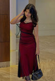 Sexy Burgundy Strapless Mermaid Tulle Long Prom Dress Evening Dress HZ1024