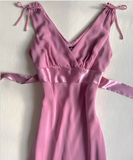 Pink V-neck Sleeveless A-Line Simple Prom Dress Evening Gown HZ1024