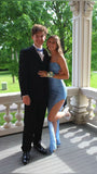 Sparkling Straps Blue Mermaid Prom Dress with Slits Bridesmaid Dress HZ1024