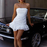 White Off Shoulder A-Line Mini Party Dress Homecoming Dress HZ1024