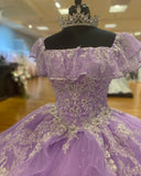 Fantasy Purple Off-Shoulder Tulle A-Line Prom Dress Evening Dress Birthday Dress HZ1024