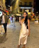 Sexy suspender low-cut long mermaid prom dress evening dress HZ1024