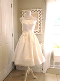 Ivory Lace Strap A-line Satin Short Birthday Party Dress Homecoming Dress HZ1024