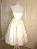 Ivory Lace Strap A-line Satin Short Birthday Party Dress Homecoming Dress HZ1024