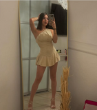 Sexy Yellow One Shoulder Sleeveless Mini Party Dress Homecoming Dress HZ1024