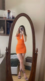 Sexy Orange Halter Neck Low Cut Backless Bodycon Mini Party Dress Homecoming Dress HZ1024