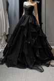 Elegant Black Off Shoulder A-Line Tulle Long Formal Prom Dress Evening Gown HZ1024