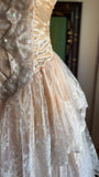 Vintage Pink Strapless Sequined Lace Trim Sweetheart Neck A-Line Prom Dress Evening Dress HZ1024