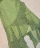 Simple Green Strapless Chiffon Ruffle Prom Dress Evening Dress HZ1024