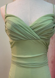 Simple Green Strapless Chiffon Ruffle Prom Dress Evening Dress HZ1024