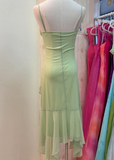 Simple Green Strapless Chiffon Ruffle Prom Dress Evening Dress HZ1024