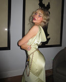 Beautiful Green Sleeveless Satin Mermaid Long Prom Dress Evening Dress No Waist Chain HZ1024