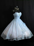 Sweet Blue Off-Shoulder Sweetheart Neck A-Line Short Birthday Party Dress Homecoming Dress HZ1024
