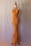 Beautiful Orange Mermaid Halter Neck Off Shoulder Sequined Long Prom Dress Evening Dress HZ1024