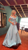 Elegant Blue Off Shoulder A-Line Long Prom Dress Evening Dress HZ1024