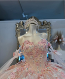 Sweet light pink princess dress sweetheart neckline bow tail A-line prom dress evening dress HZ1024