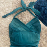 Beautiful Gradient Blue Halter Neck V Neck Chiffon Mini Party Dress Homecoming Dress HZ1024