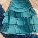 Beautiful Gradient Blue Halter Neck V Neck Chiffon Mini Party Dress Homecoming Dress HZ1024